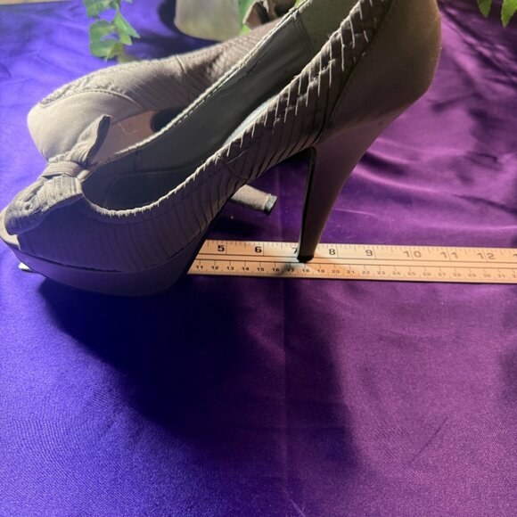 📌Blake Scott Beautiful Plated Fabric Open Toe 5" High Heel Pumps with Platform - Picture 8 of 12